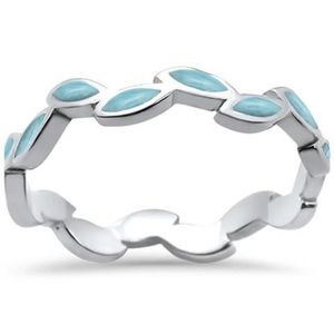 natural larimar leaf design ring, 925 sterling sil